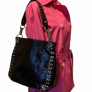CHEZ By Cheryl Studded Patent Leather Hobo Bag NEW